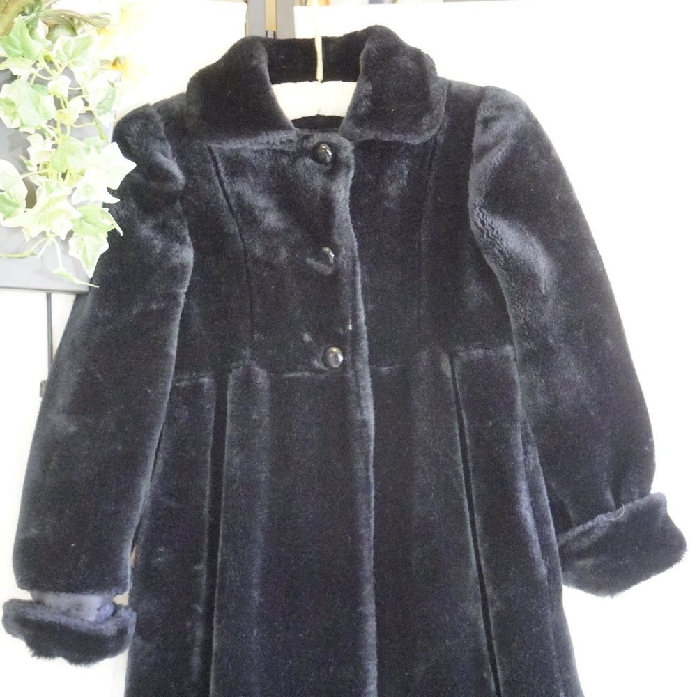 VTG Young Gallery Faux Fur Girls Coat Small USA